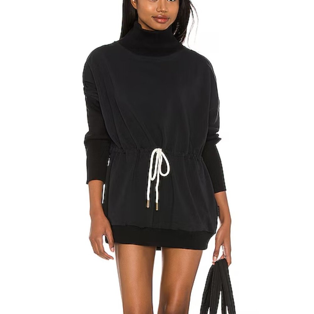 Varley Adelaine Black Pullover Mock Neck Sweatshirt Oversized Small fits Medium